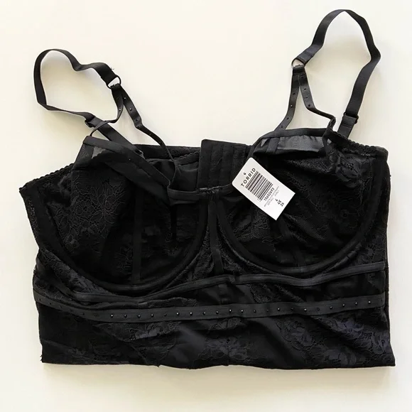 Torrid Strappy Underwire Bodysuit - Lace & Mesh Rhinestones Size 4X NWT - Picture 6 of 7